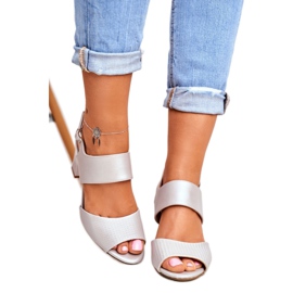 Dámské sandály na vysokém podpatku Sergio Leone Silver SK778 hnědý šedá 3