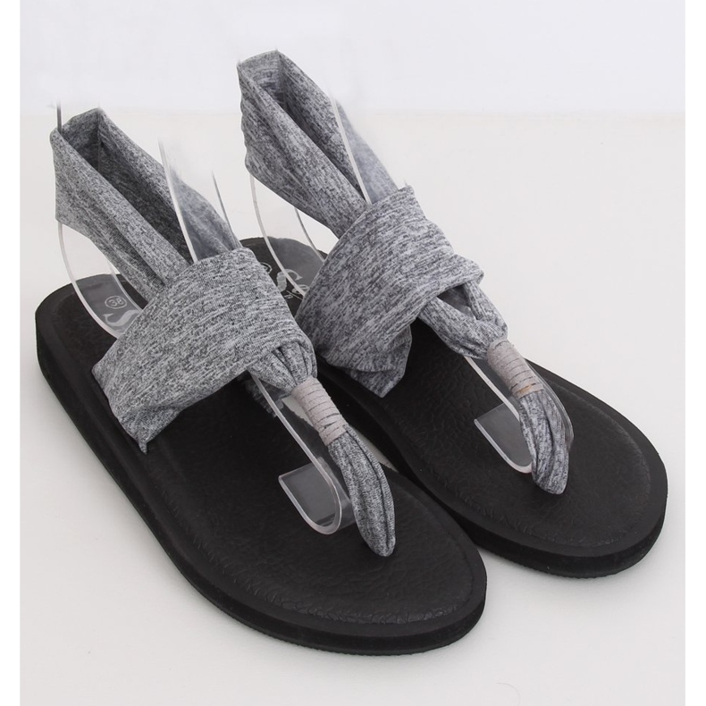 Šedé sandály, bavlna, šedá DD81P šedá 1 Šedé sandály, bavlna, šedá DD81P šedá 1