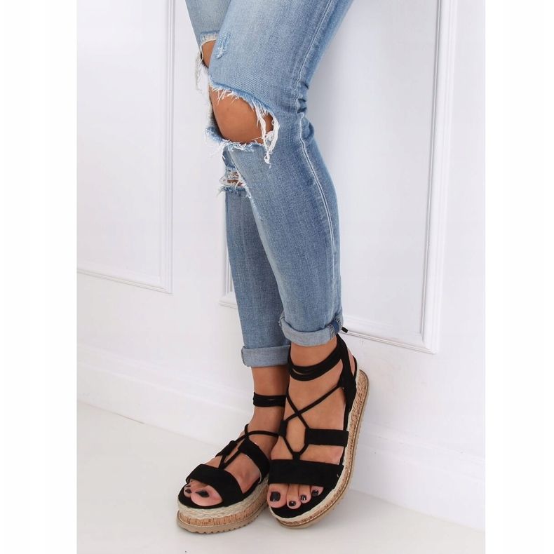 Sandály černé espadrilky JH116 Black černá 1 Sandály černé espadrilky JH116 Black černá 1