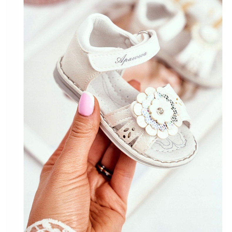 Apawwa Dětské sandály se suchým zipem Flower White Mino bílý vícebarevný žlutá 1