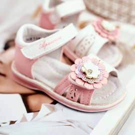 Apawwa Dětské sandálky se suchým zipem Flower Pink Mino růžový 2