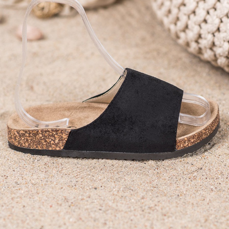 SHELOVET Černé pantofle na platformě černý 2