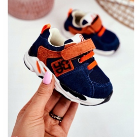 Apawwa Sportovní dětské boty se suchým zipem Navy Blue Jonaba námořnická modř pomerančový 2