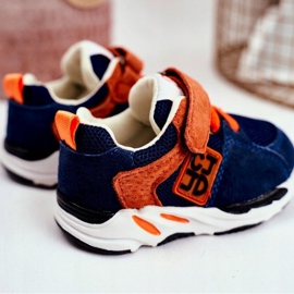 Apawwa Sportovní dětské boty se suchým zipem Navy Blue Jonaba námořnická modř pomerančový 1