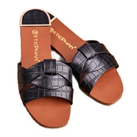 HAN Dámské pantofle Hadí kůže Černá šance černý 1