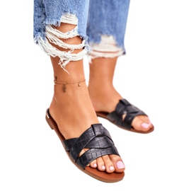 HAN Dámské pantofle Hadí kůže Černá šance černý 2