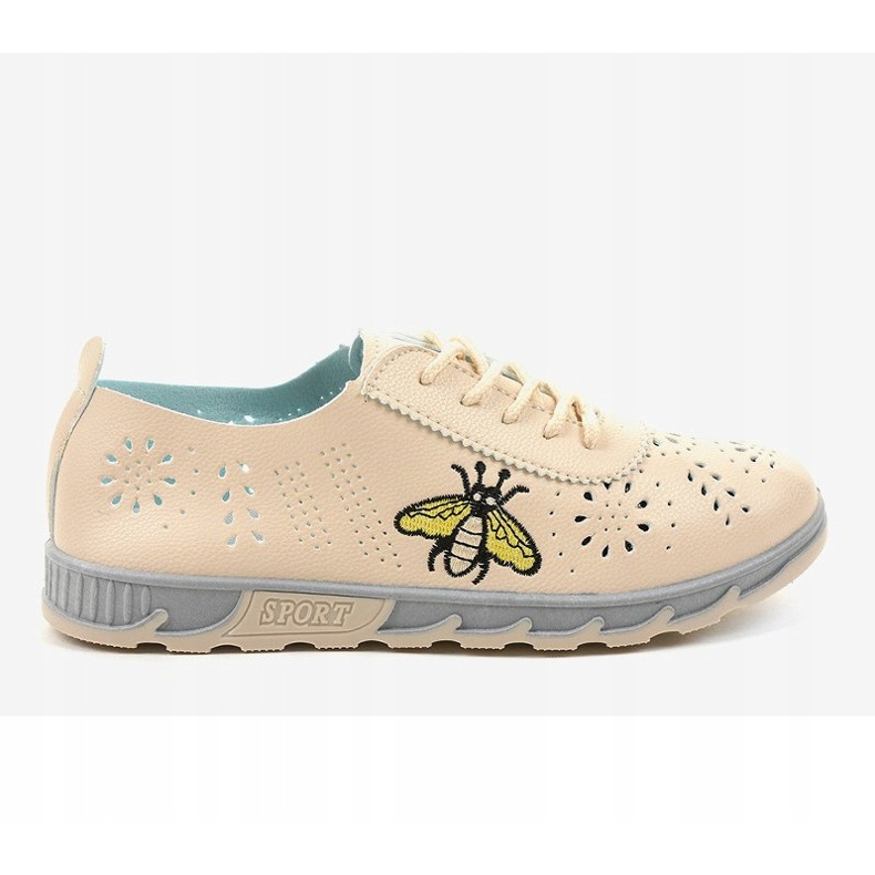 Béžové prolamované tenisky s potiskem JH81171-2 béžový 2