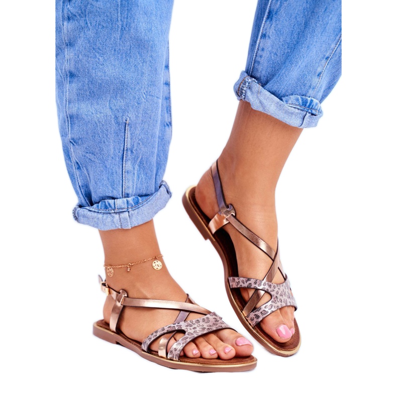 S.Barski Dámské ploché sandály šampaňské Barski Lomba hnědý žlutá 1