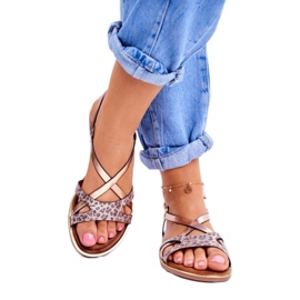 S.Barski Dámské ploché sandály šampaňské Barski Lomba hnědý žlutá 4