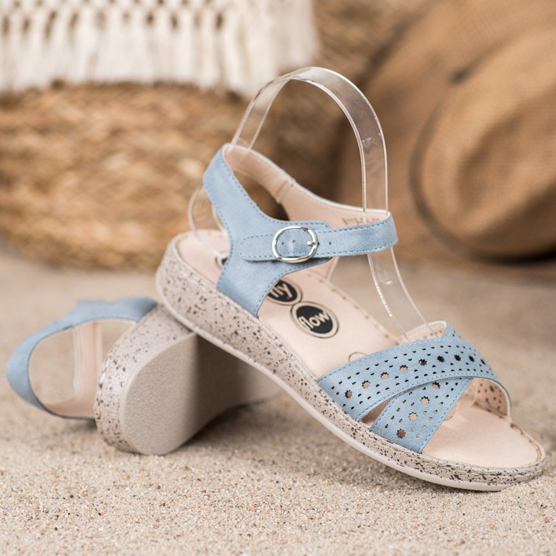 SHELOVET Pohodlné sandály na platformě modrý 2