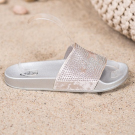 SHELOVET Velurové pantofle s hvězdami šedá 2