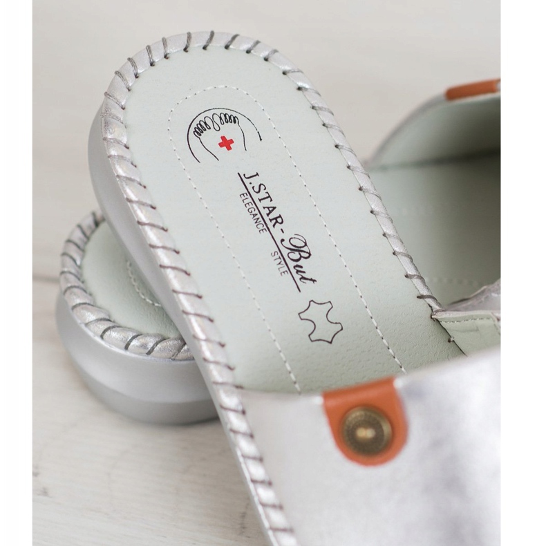 J. Star Neformální pantofle z ekologické kůže šedá 1