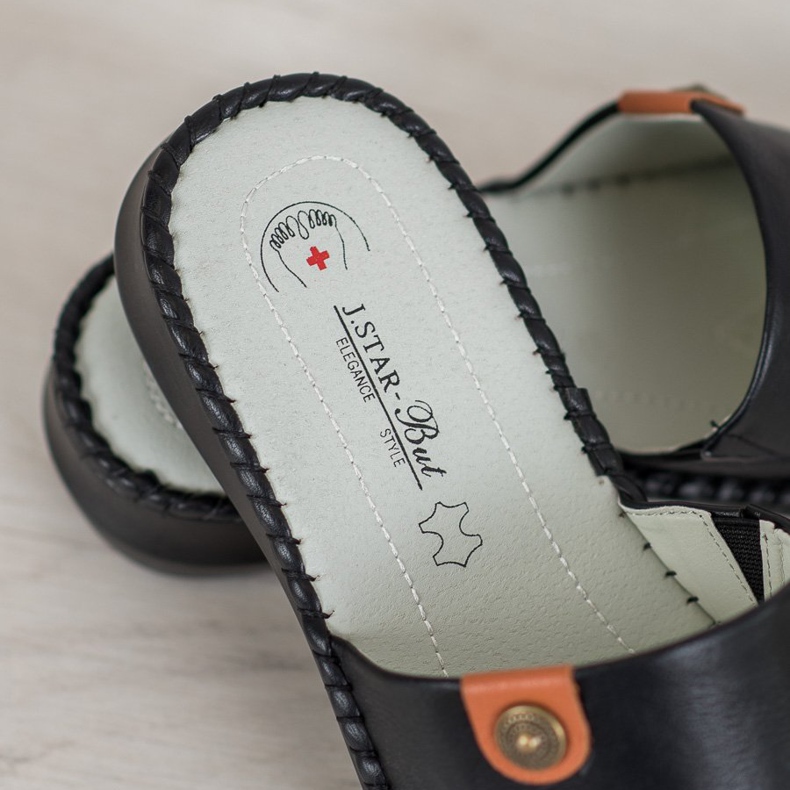 J. Star Neformální pantofle z ekologické kůže černá 1