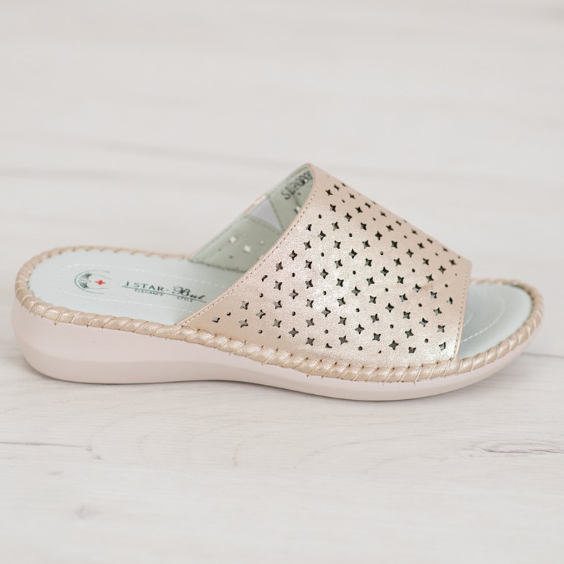 J. Star Lehké pohodlné pantofle zlatý 2