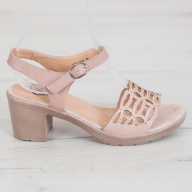 Kylie Pohodlné sandály na tlustém sloupku hnědý 2