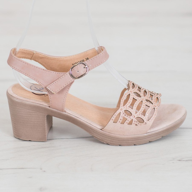 Kylie Pohodlné sandály na tlustém sloupku hnědý 2