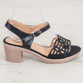 Kylie Pohodlné sandály na tlustém sloupku černá 2