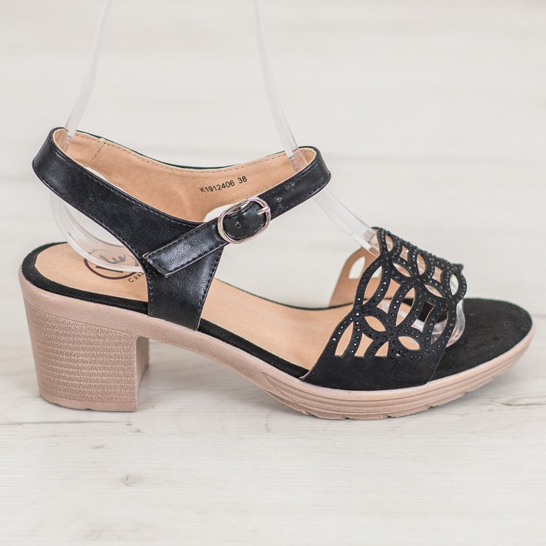 Kylie Pohodlné sandály na tlustém sloupku černá 2