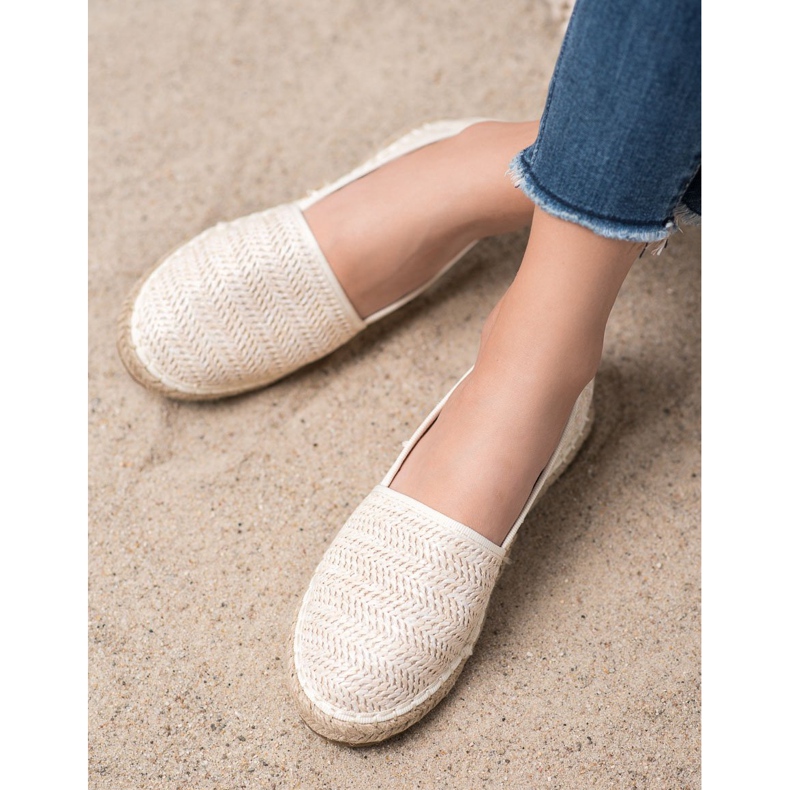 SHELOVET Pletené béžové espadrilky béžový 1