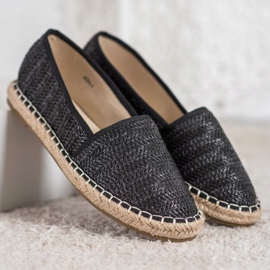 SHELOVET Pletené černé espadrilky černý 1