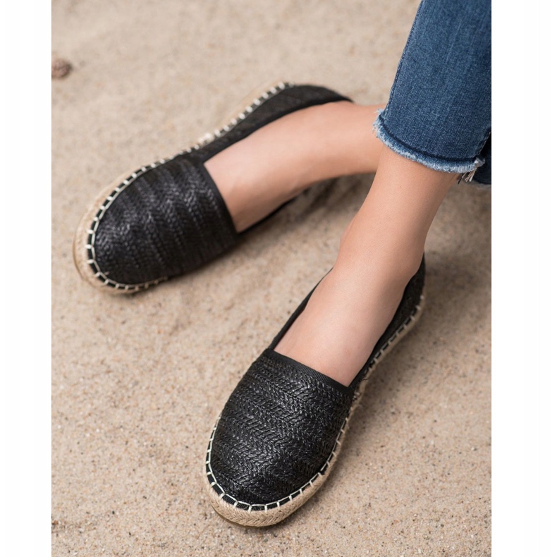 SHELOVET Pletené černé espadrilky černý 2