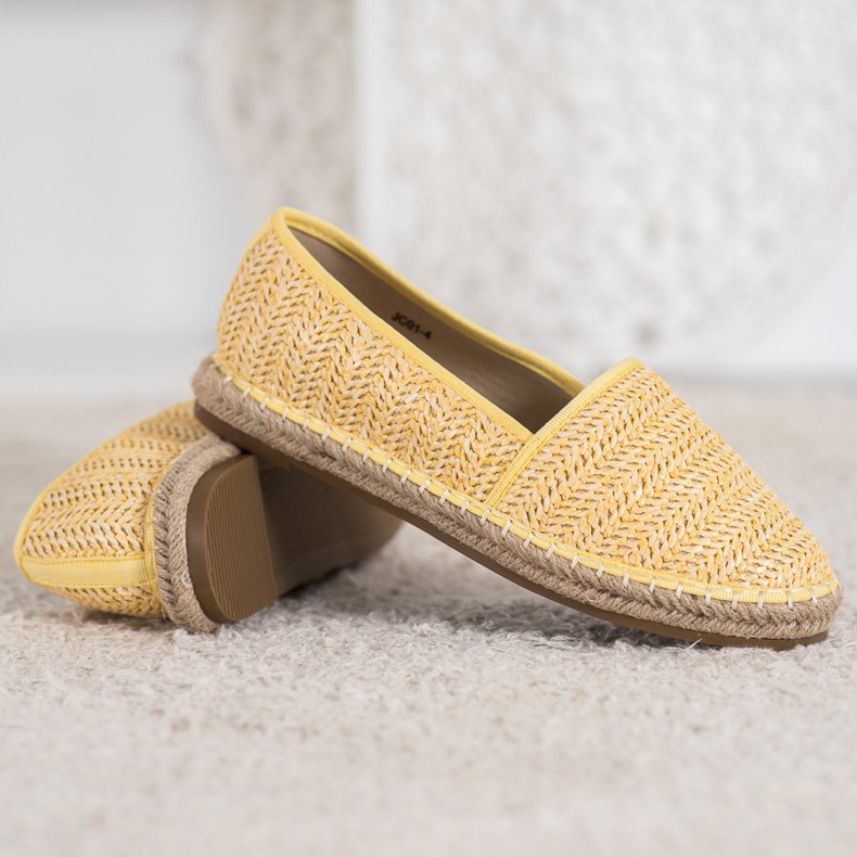 SHELOVET Pletené žluté espadrilky žluť 1