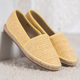 SHELOVET Pletené žluté espadrilky žluť 2
