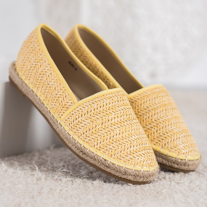 SHELOVET Pletené žluté espadrilky žluť 2