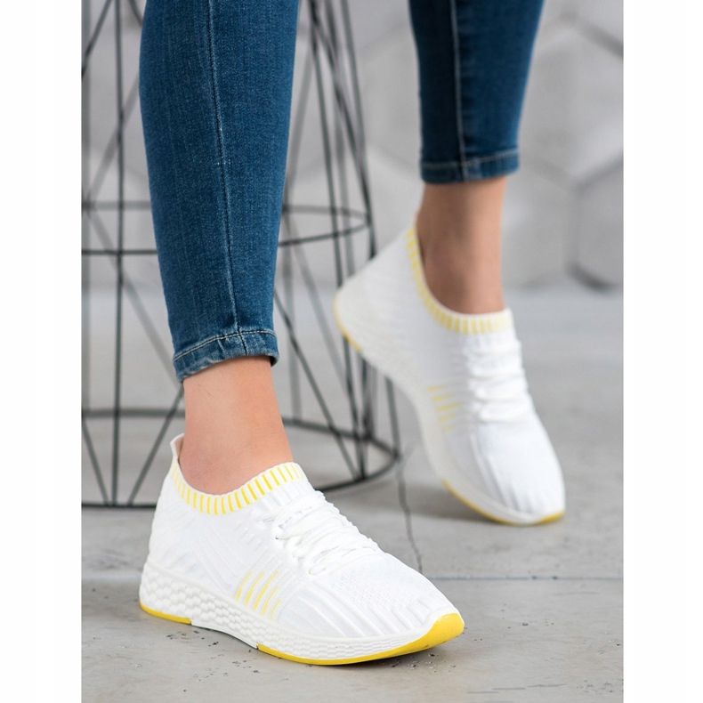 SHELOVET Textilní nazouvací boty bílý 1