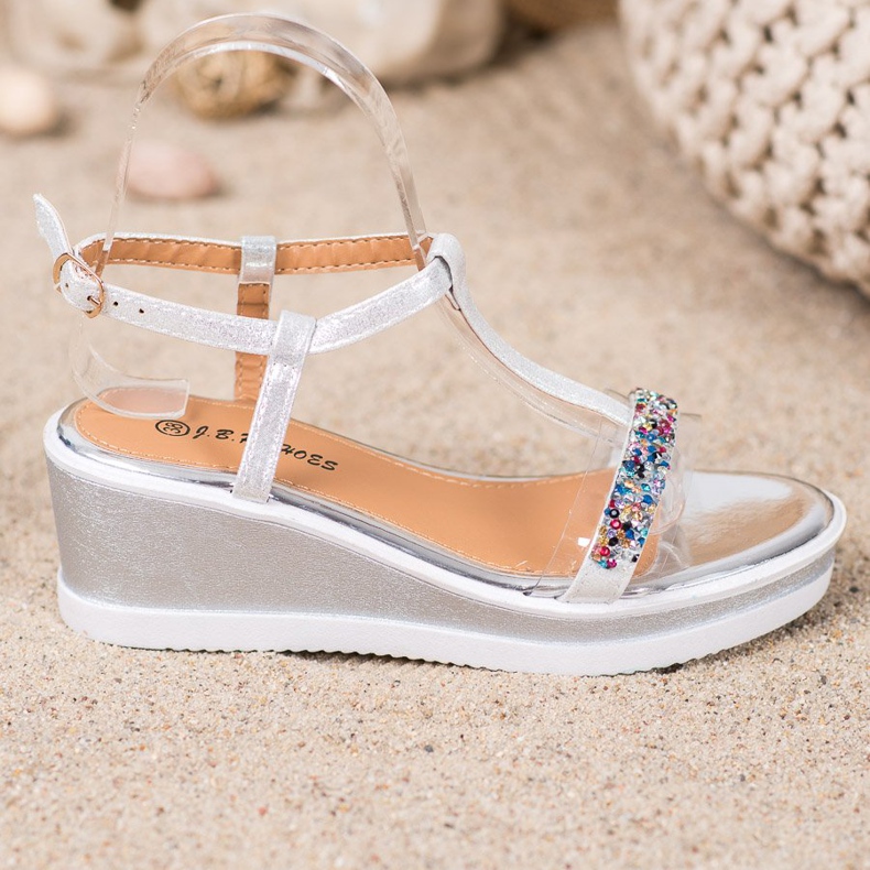 SHELOVET Stylové klíny s eko kůží šedá 2