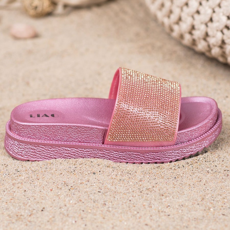 SHELOVET Pantofle Na Vysoké Platformě růžový 2