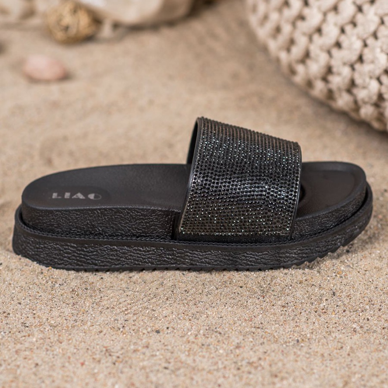 SHELOVET Pantofle Na Vysoké Platformě černý 2