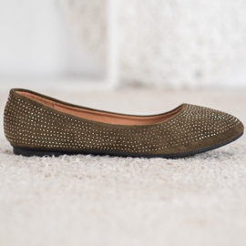 Diamantique Semišové balerínky s krystaly zelená 2