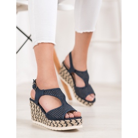Aclys Semišové espadrilky na klínku modrý 1