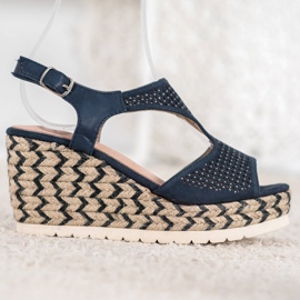 Aclys Semišové espadrilky na klínku modrý 2