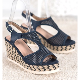 Aclys Semišové espadrilky na klínku modrý 4