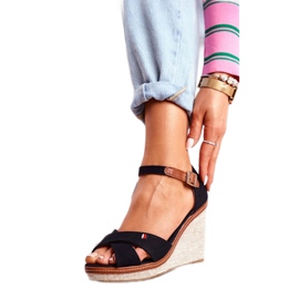 SEA Dámské sandály na klínku černé LaMane hnědý černá 1