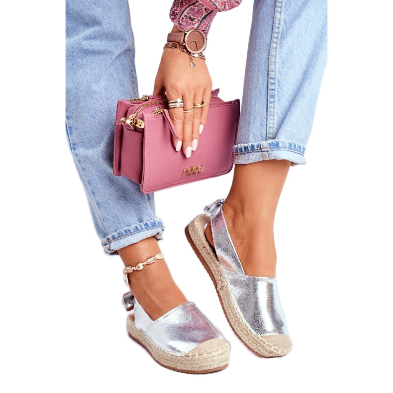 FRJ Dámské stříbrné konturové espadrilky šedá 2