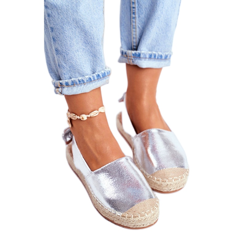 FRJ Dámské stříbrné konturové espadrilky šedá 3