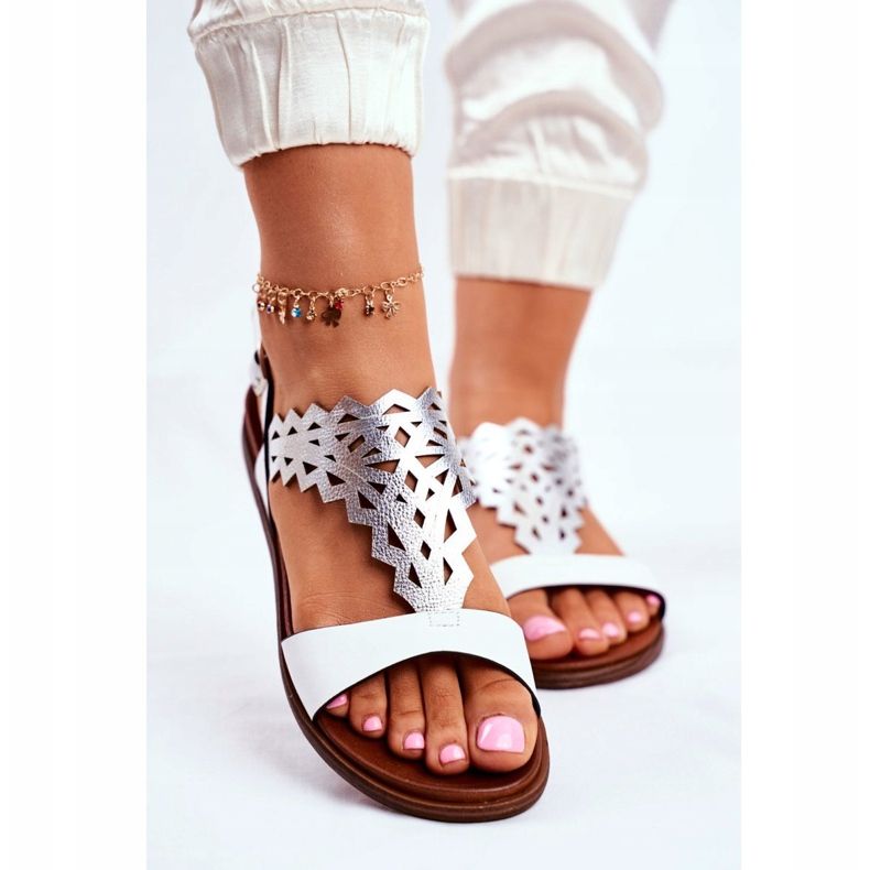 Dámské sandály Flat Sergio Leone White SK035 bílý šedá 2