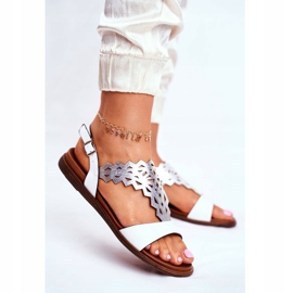 Dámské sandály Flat Sergio Leone White SK035 bílý šedá 1