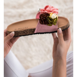 SHELOVET Pantofle S Květinami růžový 1