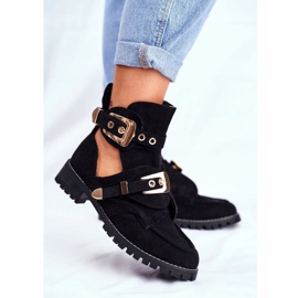 Lu Boo Black Suede Vystřižené boty Rock Girl černý 1