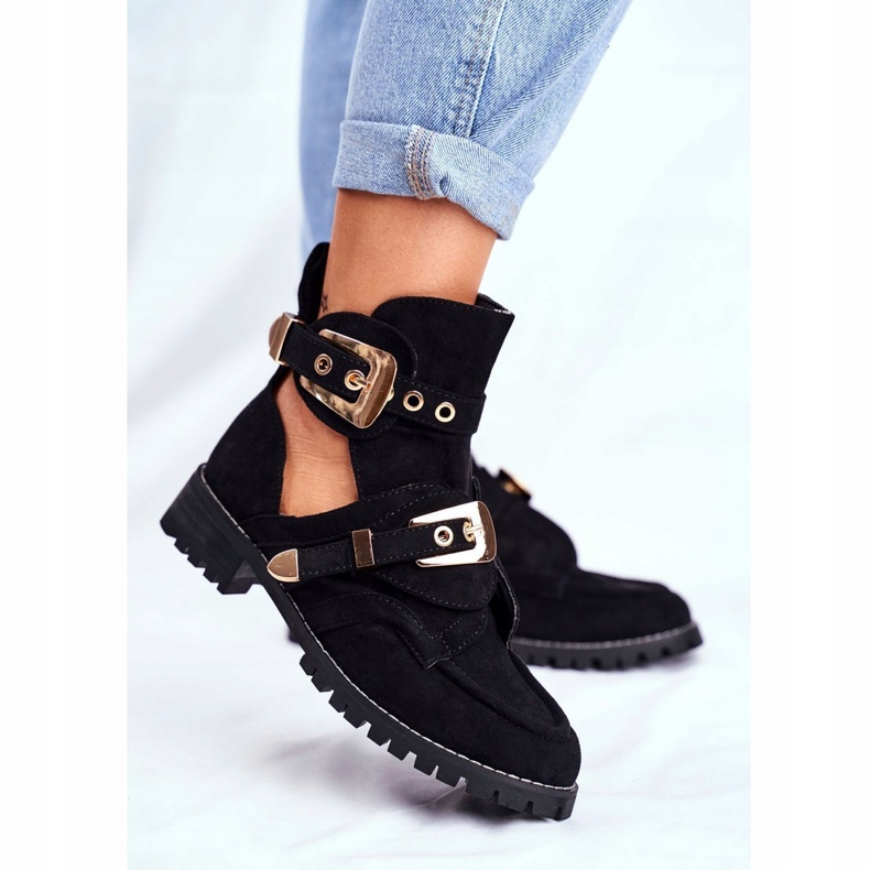 Lu Boo Black Suede Vystřižené boty Rock Girl černý 1