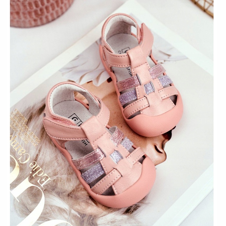 Apawwa Dětské sandály se třpytkami na suchý zip Pink Ontario růžový 2