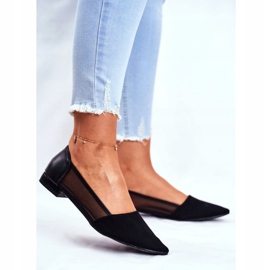 EVE Dámské balerínky se síťovinovým semišem v černé barvě černá 2