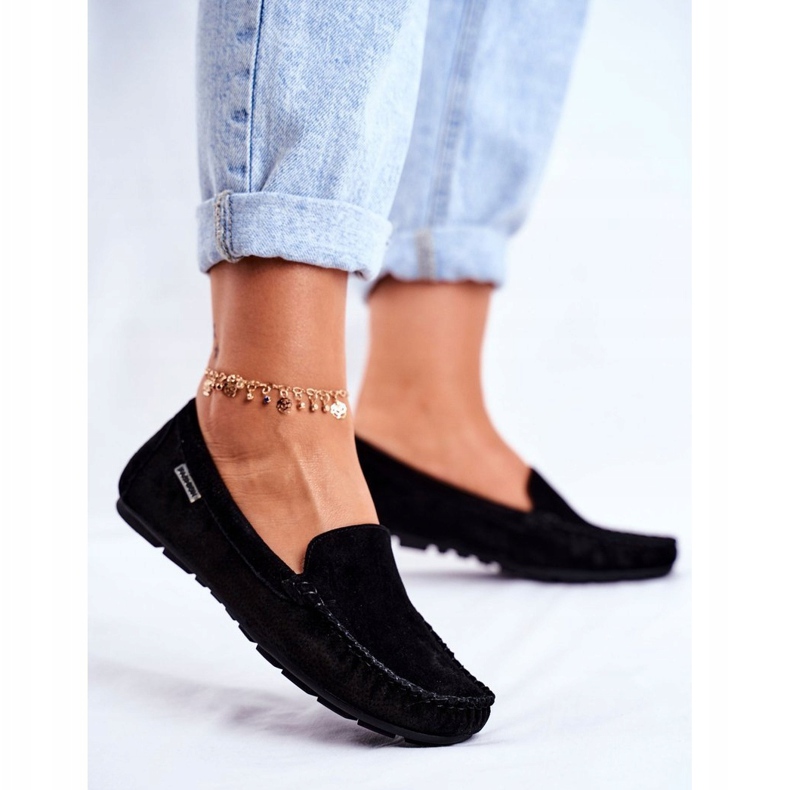 Vinceza Dámské mokasíny semišové kůže černé papito černá 1