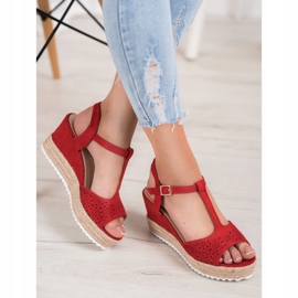 Small Swan Prolamované sandály Espadrilles červené 1