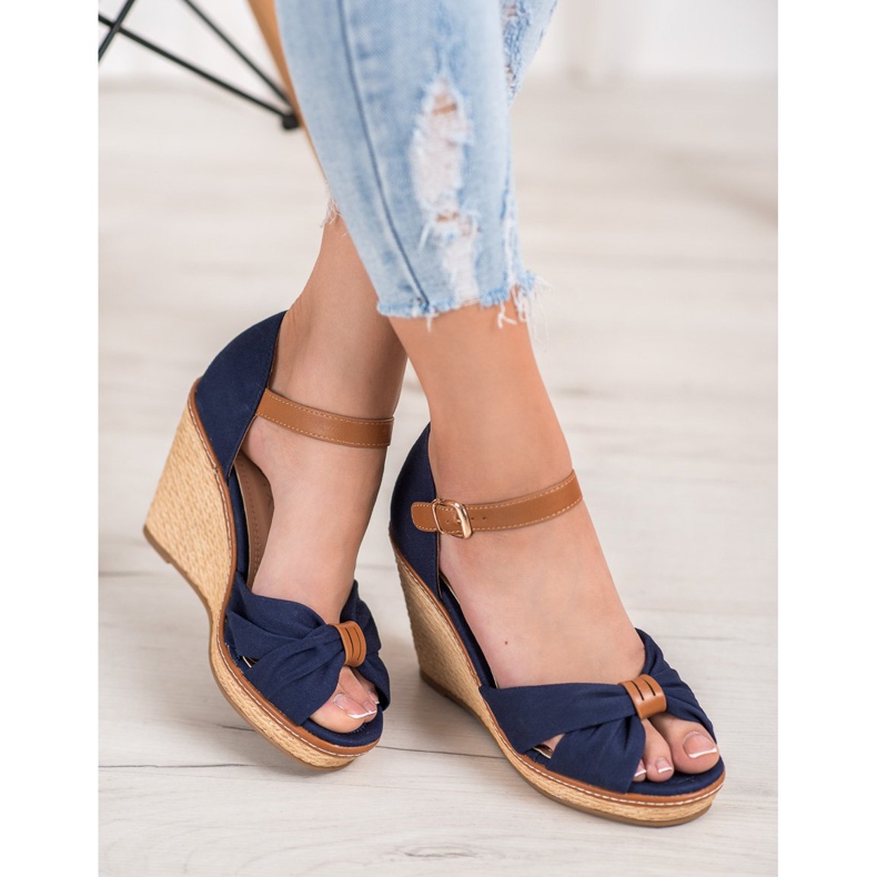 SHELOVET Sandály na vysokém podpatku modrý 2