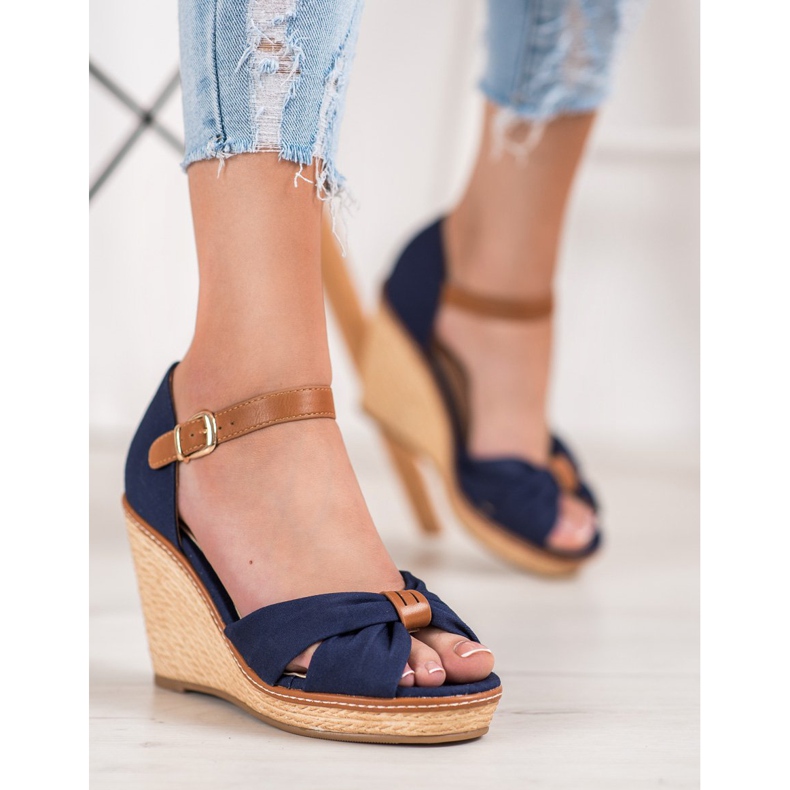 SHELOVET Sandály na vysokém podpatku modrý 1